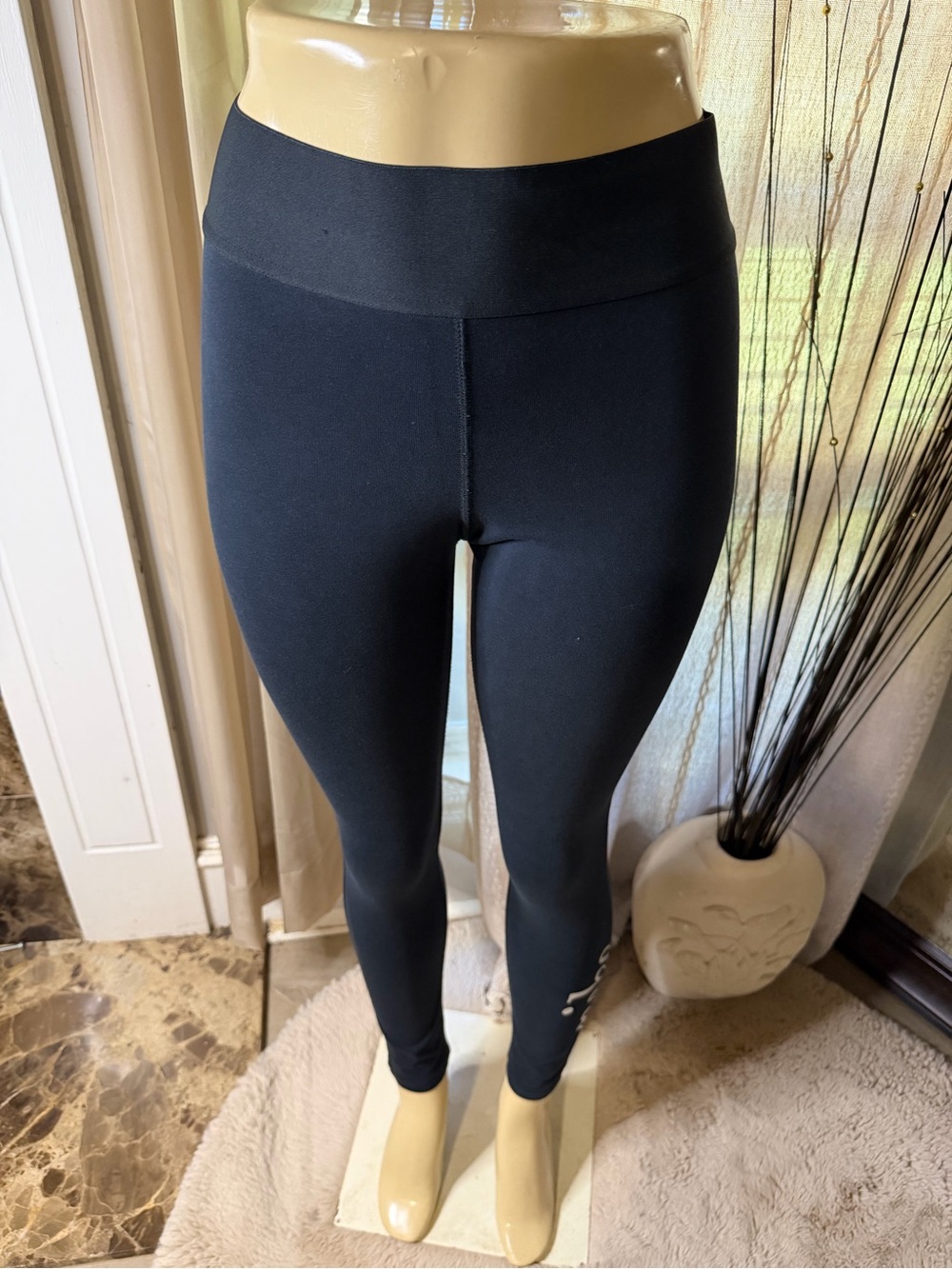 Nike Black High-Rise Leggings with Side Logo Detail